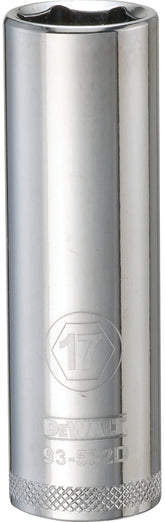 DeWALT DWMT93532OSP Drive Socket, 17 mm Socket, 1/2 in Drive, 6-Point, Vanadium Steel, Polished Chrome